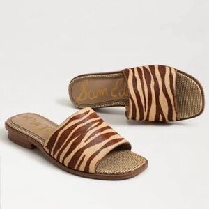 Sam Edelman Sabrina Tan Zebra Slide Sandals